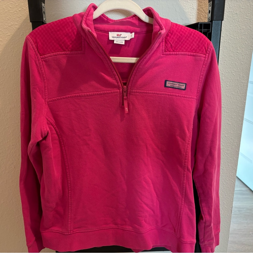 Vineyard Vines Women's Vibrant Pink Half-Zip Sweatshirt